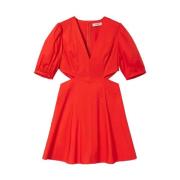 Katoenen jurk met geometrische sneden Twinset , Red , Dames