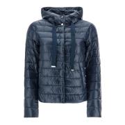 Stijlvolle Cropped Donsjas met Capuchon Herno , Blue , Dames