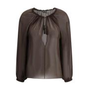 Zijden Georgette Blouse met Diepe Halslijn Tom Ford , Brown , Dames