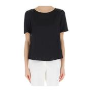 Zijden T-shirt met boothals Pennyblack , Black , Dames