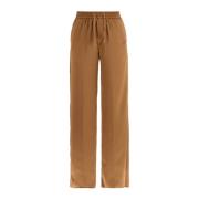 Elegante Wijde Pijp Satijnen Broek Herno , Brown , Dames