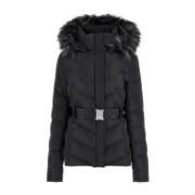 Faux Fur Hooded Puffer Jacket Guess , Black , Dames