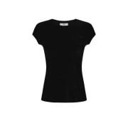 Zwarte Jersey Geborduurd T-shirt Elisabetta Franchi , Black , Dames