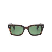 Midland Havana Groene Zonnebril Off White , Brown , Heren