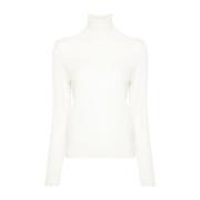 Klassieke Turtleneck Sweater in Plat Breisel Allude , White , Dames