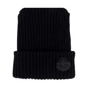 Stijlvolle Zwarte Beanie met Logo Patch Moncler , Black , Heren