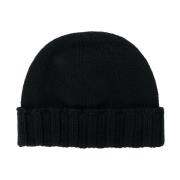 Zwarte Gebreide Muts Cuffia Rasata Drumohr , Black , Heren