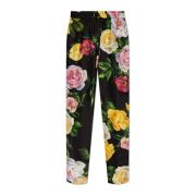 Zijden broek met bloemenmotief Dolce & Gabbana , Multicolor , Dames