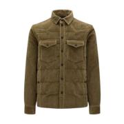 Olijfgroene Corduroy Down Shirt Jas Moncler , Green , Heren