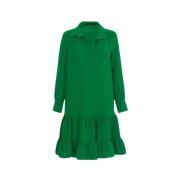 Wijdvallende Crepe Jurk met Ruches Carolina Herrera , Green , Dames