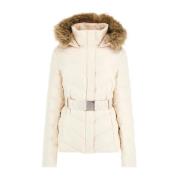 Faux Fur Hooded Puffer Jacket Guess , Beige , Dames