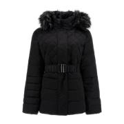 Gebelde gewatteerde jas met capuchon Guess , Black , Dames