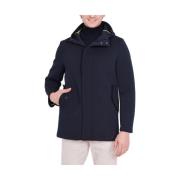 Blauwe Wollen Blend Scuba Parka Capuchon Bob , Blue , Heren