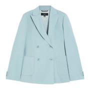 Lichtblauwe Wollen Blazer Peak Revers Max Mara Weekend , Blue , Dames