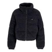 Zwarte Sherpa Teddy Puffer Jas Tommy Hilfiger , Black , Dames