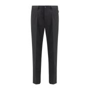 Mid-Rise Katoenen Broek met Knoopsluiting Dolce & Gabbana , Black , He...