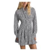 Leopard Print Mini Pleat Shirt Dress Michael Kors , Multicolor , Dames