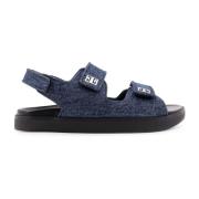 Denim Platte Sandalen met Klittenbandsluiting Givenchy , Blue , Dames