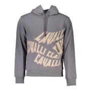 Grijze Hoodie Lange Mouw Print Cavalli Class , Gray , Heren