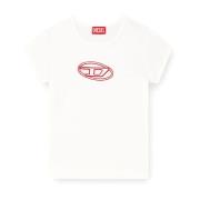 Cut-Out Logo Katoenen T-shirt Diesel , White , Dames