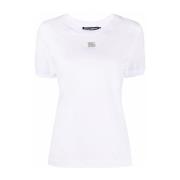 Wit T-shirt met kristalmonogram Dolce & Gabbana , White , Dames