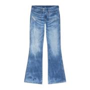 Flared jeans met achterlogo-patch Diesel , Blue , Dames