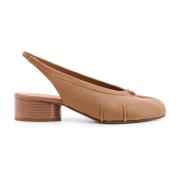 Iconische Tabi Leren Slingback Hakken Maison Margiela , Brown , Dames