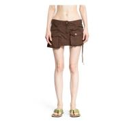 Bruine Katoenen Canvas Minirok The Attico , Brown , Dames