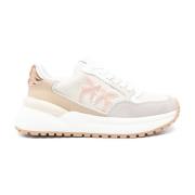 Beige Chunky Sneakers Veters Rubberen Zool Pinko , Beige , Dames