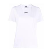 Wit Logo Print Katoenen T-shirt Msgm , White , Dames