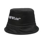 Zwart Witte Bucket Hoed Nylon Off White , Black , Heren