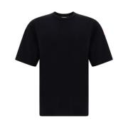 Monochrome Katoenen T-shirt met Geribbelde Ronde Hals Dsquared2 , Blac...