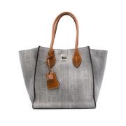 Grijze Shopper Tas Denim Leer Ermanno Scervino , Gray , Dames