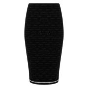 Zwarte Wol Midi Rok Slim Fit D.Exterior , Black , Dames