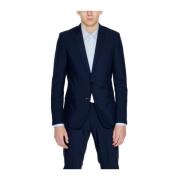 Blauw Polyester Pak Jas Collectie Antony Morato , Blue , Heren