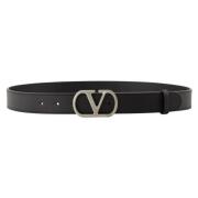 Zwarte leren VLogo riem Lente-Zomer 2025 Valentino Garavani , Black , ...