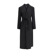 Elegante Wollen Trenchcoat met Revers MM6 Maison Margiela , Black , Da...