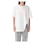 Wit Oversized T-shirt met Geribbelde Ronde Hals The Attico , White , D...