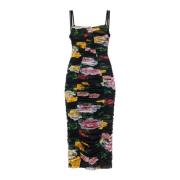 Elegante Bloemen Midi Jurk Dolce & Gabbana , Multicolor , Dames