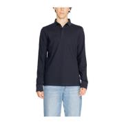 Blauw Langemouw Katoenen Poloshirt Armani Exchange , Blue , Heren