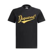 Monogram Crew Neck Katoenen T-shirt Dsquared2 , Black , Heren