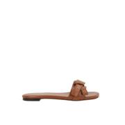 Bruin leren slide sandalen met Paddington gesp Chloé , Brown , Dames