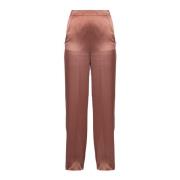 Wijde satijnen broek met elastische taille Ottod'Ame , Pink , Dames