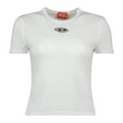 Witte Slim T-shirt Oval D Diesel , White , Dames