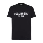 Grijze Katoenen T-shirt voor Mannen Dsquared2 , Black , Heren