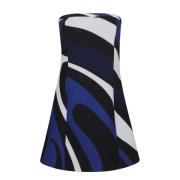 Blauw Patroon Strapless Jurk Aw24 Emilio Pucci , Multicolor , Dames