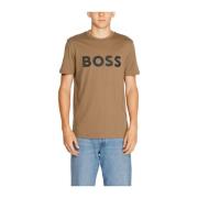 Minimalistische Katoenen T-shirt Collectie Hugo Boss , Brown , Heren