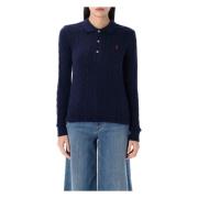 Kabelgebreide Trui Lange Mouw Polo Ralph Lauren , Blue , Dames