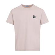 Roze Paars T-Shirt Stijlvol Logo Stone Island , Pink , Heren