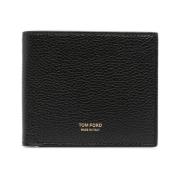 Zwarte Leren Portemonnee Tom Ford , Black , Heren